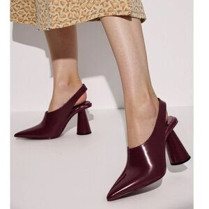 JW PEI New Vivovr Burgundy Heel Slingback Pumps Size 8